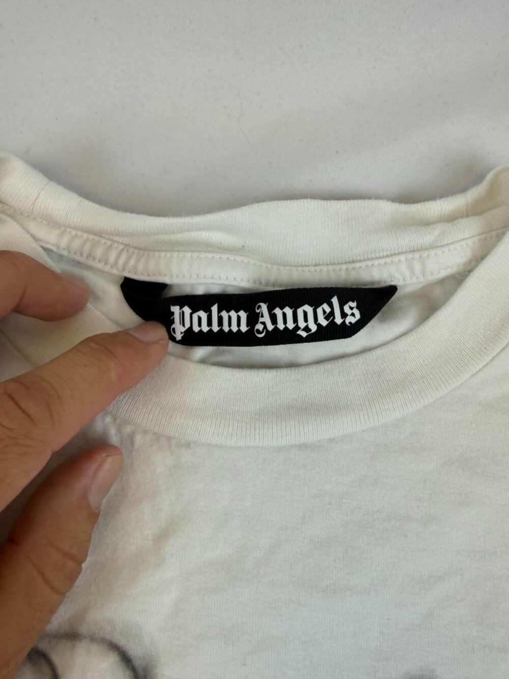 Palm Angels Foggy Logo White T-Shirt Graphic Tee Size XL - Picture 5 of 12